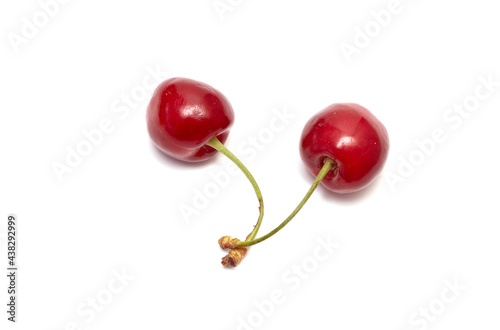 ripe cherries on a white background