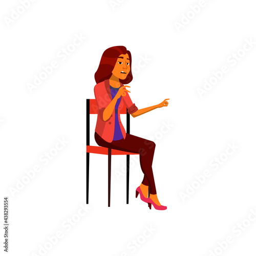 tired young woman sitting on lecture cartoon vector. tired young woman sitting on lecture character. isolated flat cartoon illustration