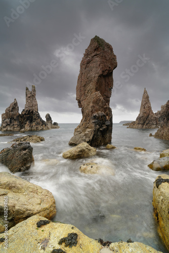 Mangersta sea stacks with sea motion blur,  located on the isle of Lewis, Outer Hebrides, Scotland.
