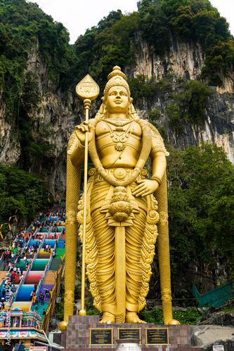 Big Hindu God statue of Murugan at Batu Caves - Hindu Temple, Kuala Lumpur, Malaysia
