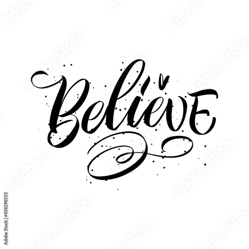Wallpaper Mural Lettering with dots Believe on a white background. Isolated vector. Text for postcard, invitation, T-shirt print design, banner, motivation poster.  Torontodigital.ca