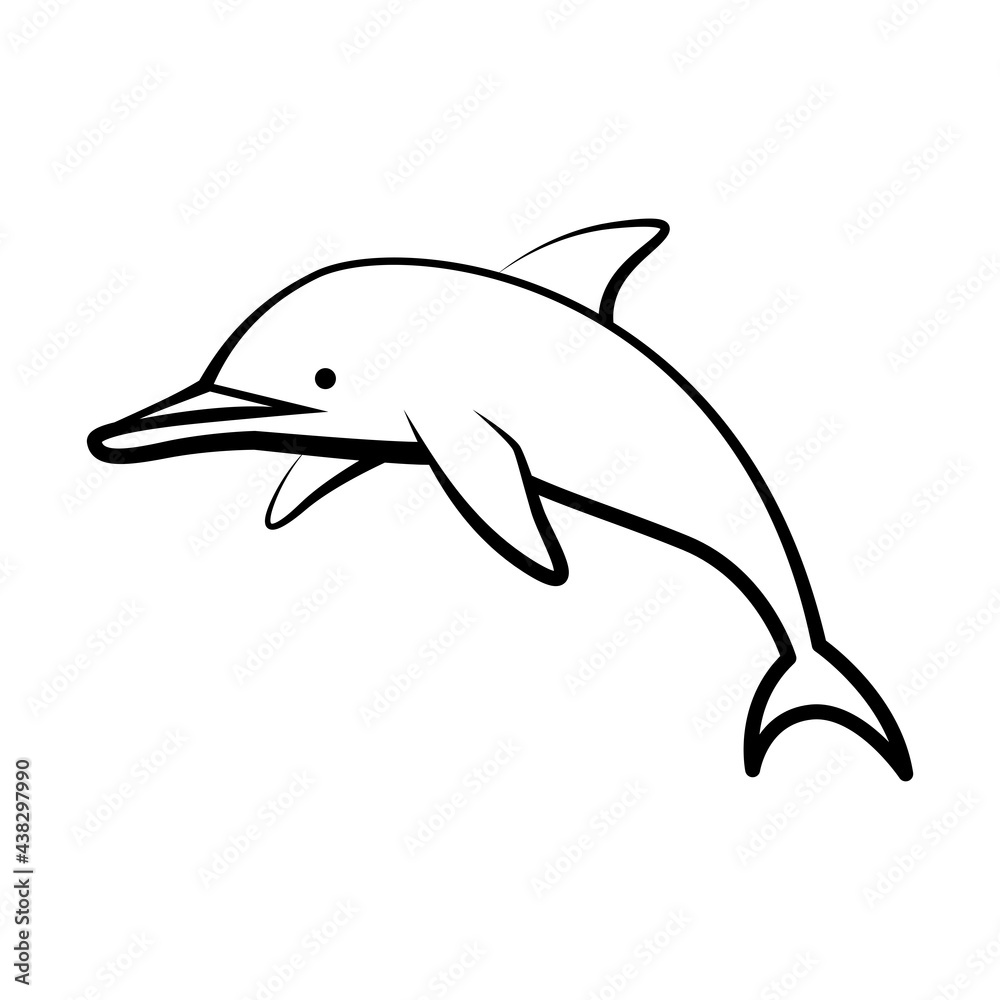 Line art vector illustration of a dolphin Line art vector illustration of a dolphin