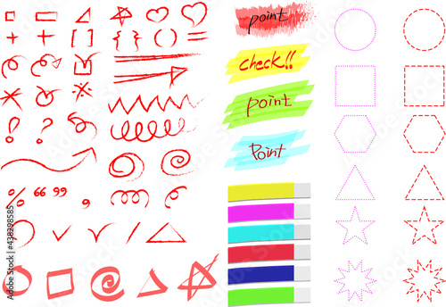 크레파스 느낌의 아이콘들,  칼라풀한 포스트잇