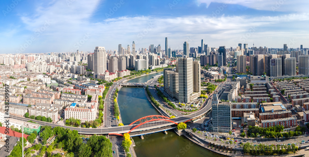 Fototapeta premium Aerial photography of Tianjin city architecture landscape skyline