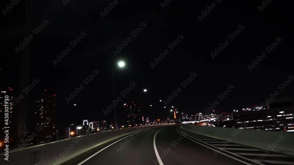 東京ドライブ車窓 湾岸 首都高11号 夜景 東京ドライブ車窓 湾岸 首都高11号 夜景