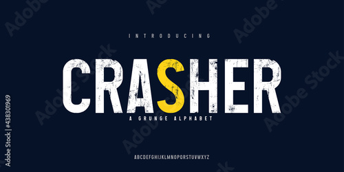 Abstract modern and minimal font. elegant typography with distressed style for technology, logo, and sports