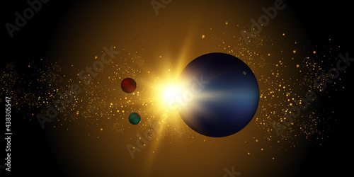 A flash of the sun in galactic space.	