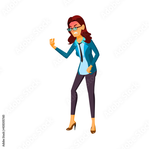 angry woman ceo screaming at employee cartoon vector. angry woman ceo screaming at employee character. isolated flat cartoon illustration