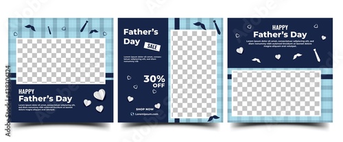 Father's day social media post template design. Modern banner with place for the photo. Usable for social media, cards, banners, and websites.