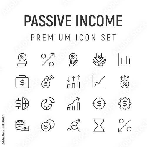 Premium pack of passive income line icons.