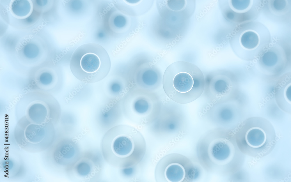 Thousands of cells with blue background, 3d rendering.