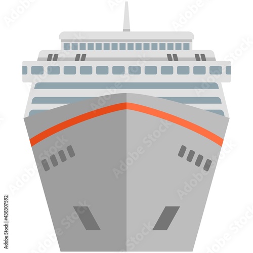 Cruise ship vector travel luxury sea boat front view