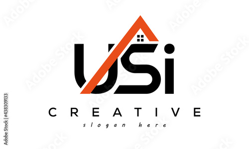 initial USI letters real estate construction logo vector
