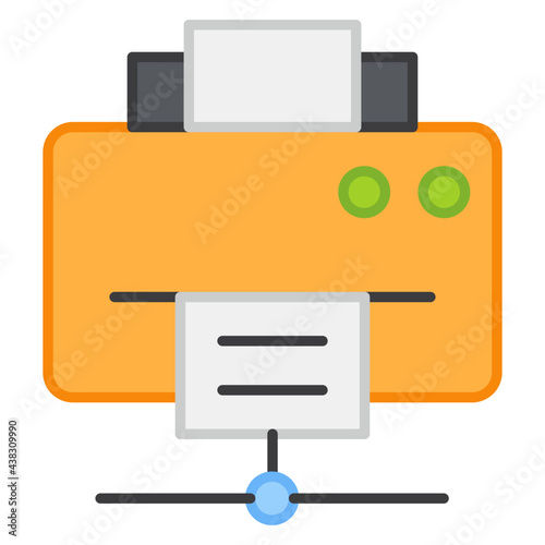 A flat design, icon of network printer