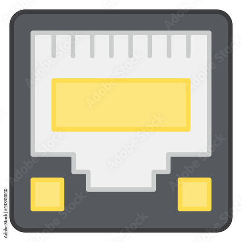 A flat design, icon of ethernet ports