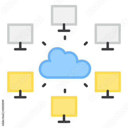 A flat design, icon of cloud devices