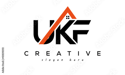 initial UKF letters real estate construction logo vector
