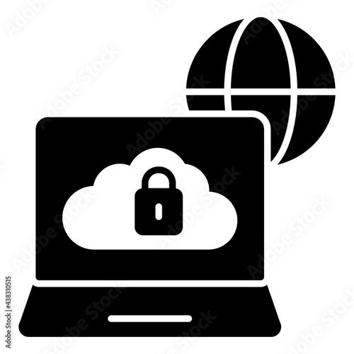 A flat design, icon of secure connected device
