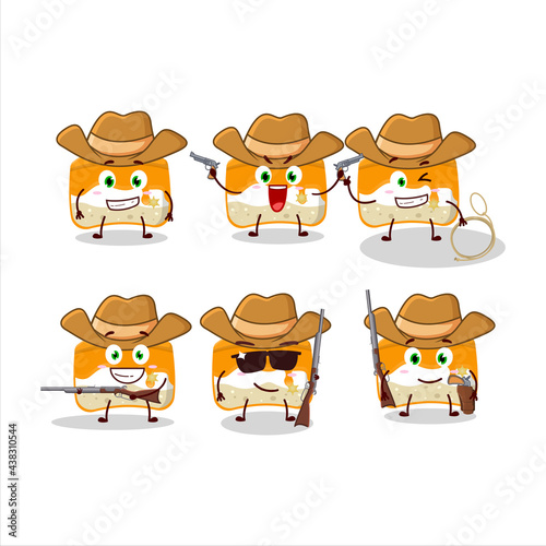 Cool cowboy orange cake cartoon character with a cute hat