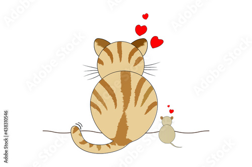 Cat and rat vector illustration on white background.
Show love between cats and mice that were once enemies.