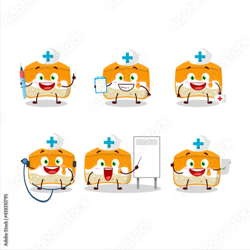 Doctor profession emoticon with orange cake cartoon character