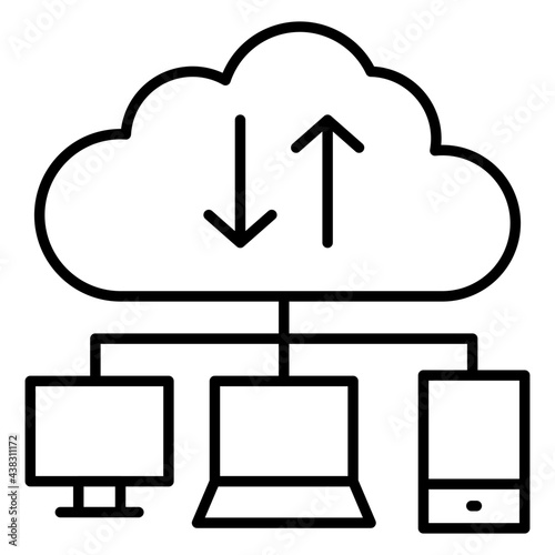 A flat design, icon of cloud data transmission