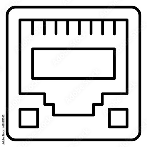 A flat design, icon of ethernet ports