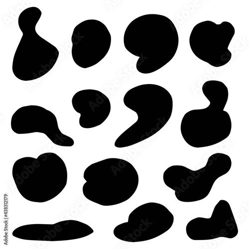 Blob shapes vector set. Random blotch, inkblot. Organic abstract simple fluid splodge elemets.  isolated on white background. vector illustration