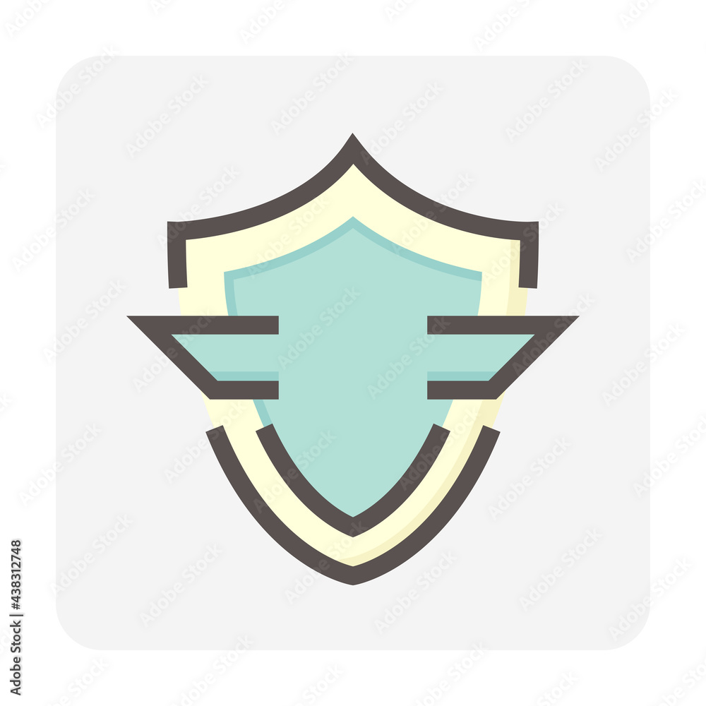 Shield vector design. That simple shape of icon, sign or symbol. Concept for safety,  protect and secure. Also for defense, safe and guard. 48x48 pixel perfect and editable line stroke.
