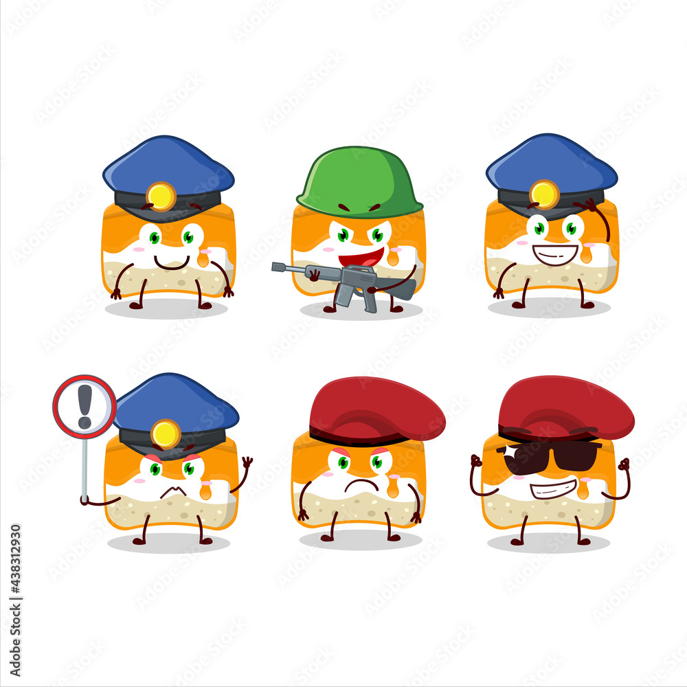 A dedicated Police officer of orange cake mascot design style