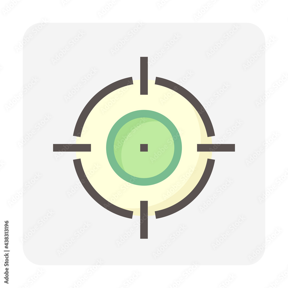 Target vector icon. That crosshair and round circle shape. Sign or symbol for sight to accurate aim and shot of military weapon i.e. sniper, rifle. Also concept for focus, accuracy and goal. 48x48 px Target vector icon. That crosshair and round circle shape. Sign or symbol for sight to accurate aim and shot of military weapon i.e. sniper, rifle. Also concept for focus, accuracy and goal. 48x48 px