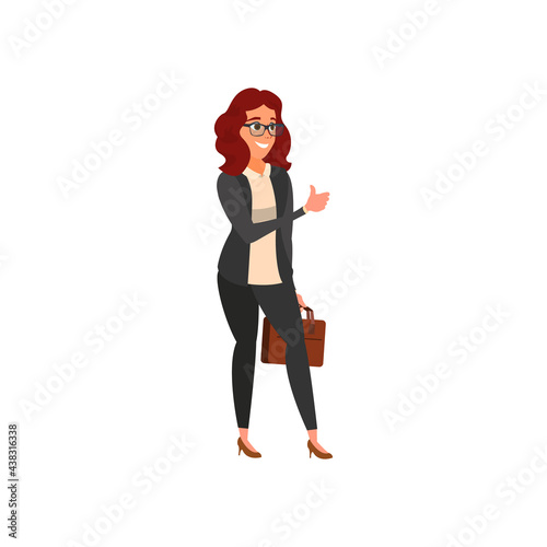 woman manager gesturing good work to employee cartoon vector. woman manager gesturing good work to employee character. isolated flat cartoon illustration