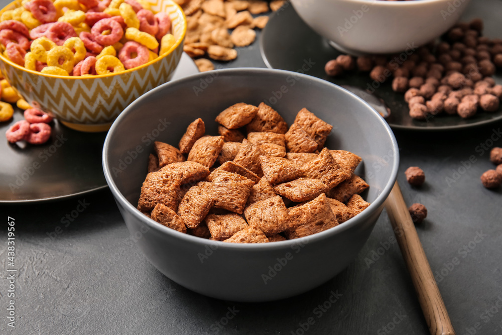 Different cereals on dark background, closeup Different cereals on dark background, closeup