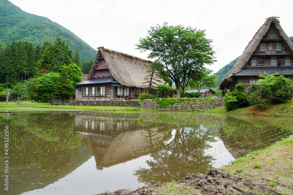 萱葺きの家屋が残る富山の山村