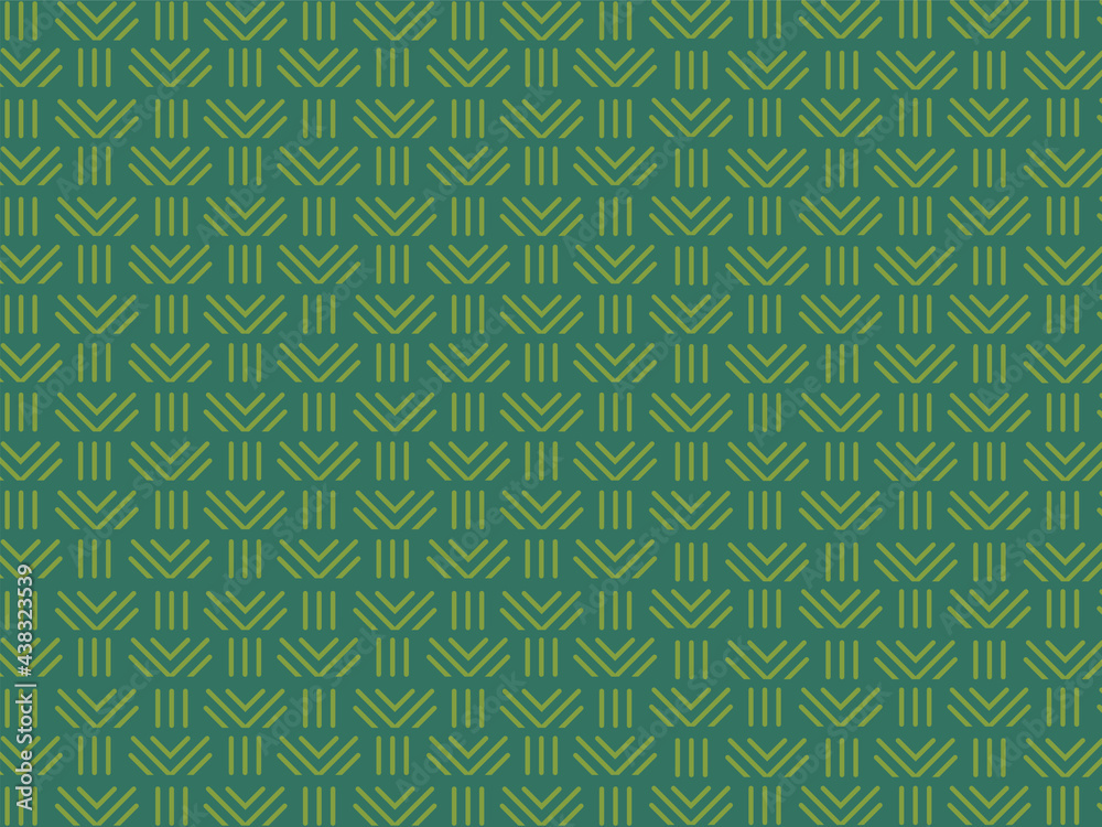 Repition style yellow ornamental design on green background. Repition style yellow ornamental design on green background.