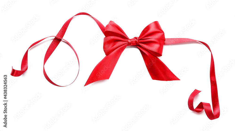 Bow made of red ribbon on white background Bow made of red ribbon on white background