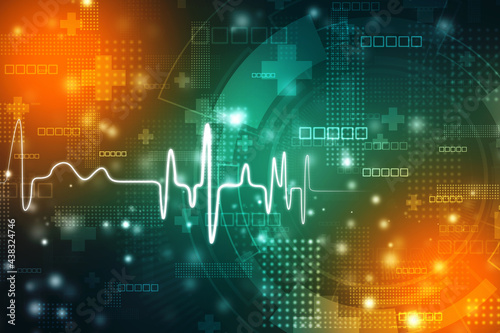 Medical technology and Health care concept background. Ecg background, Heart rate graph. Ekg heart beat line monitor.