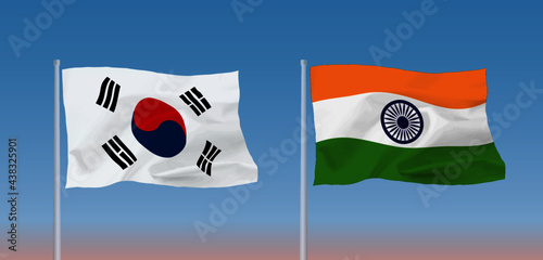 インドと韓国の国旗