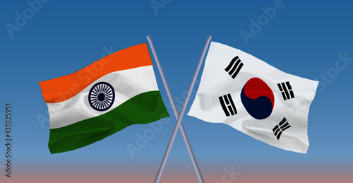 インドと韓国の国旗