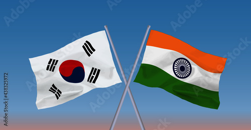 インドと韓国の国旗