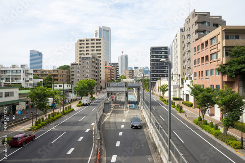 都市の風景 東京渋谷の幹線道路