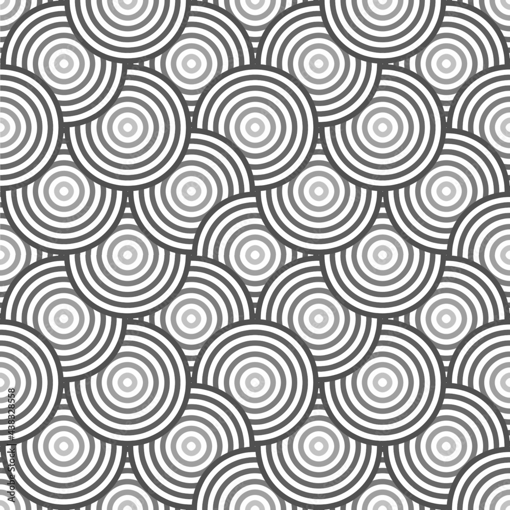 Spiral circle illusion pattern in gray tone