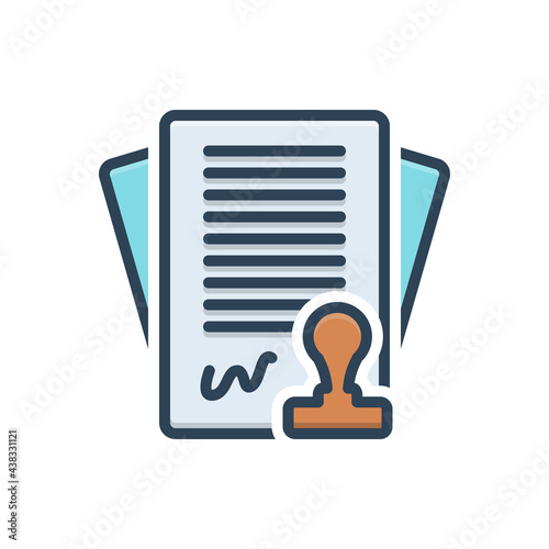Color illustration icon for contract

