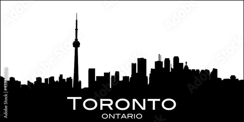 Black and white silhouette of the Canadian city of Toronto, Ontario, Canada 