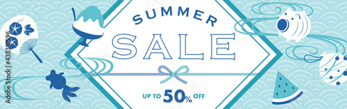 vector background with Japanese summer icons for banners, cards, flyers, social media wallpapers, etc.