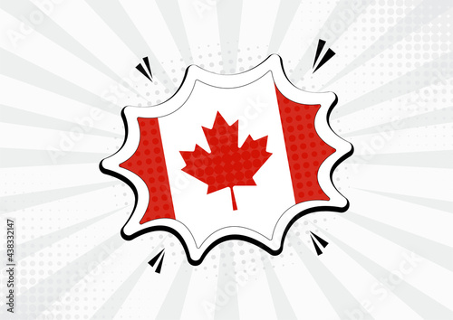 Artistic Canada country comic flag illustration. Abstract flag speech bubble pop art vector background