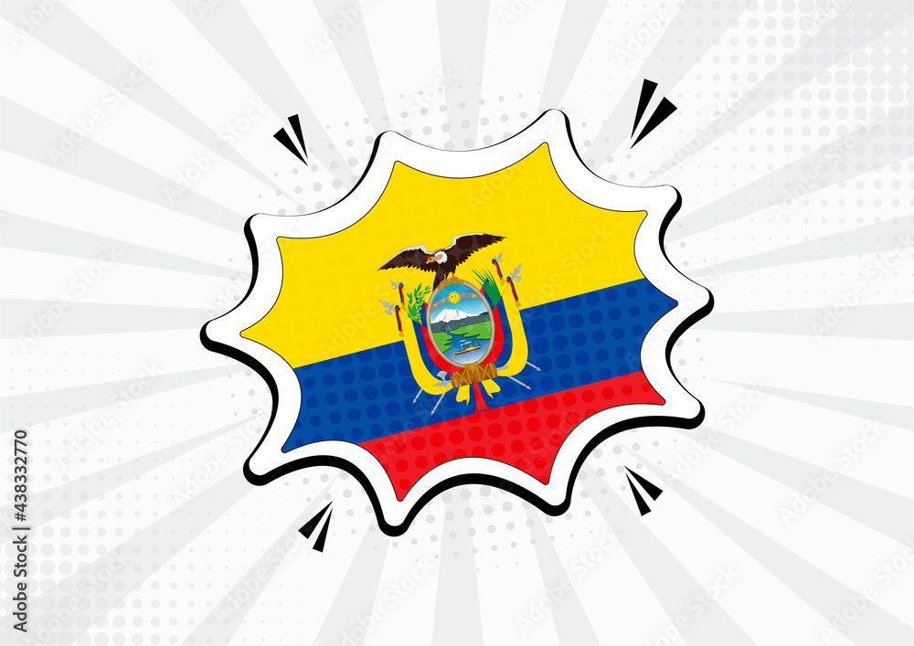 Fototapeta Artistic Ecuador country comic flag illustration. Abstract flag speech bubble pop art vector background