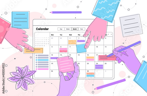 hands planning day scheduling appointment in online calendar app agenda meeting plan time management