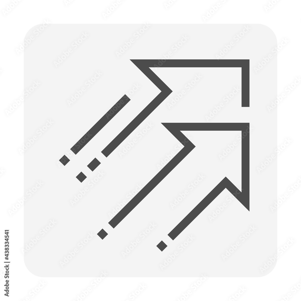 Going up arrow vector design. That icon, sign or symbol with upward direction. Concept for growth, success or profit of business, finance.  Graphic element for infographic, template, banner. 48x48 px.
