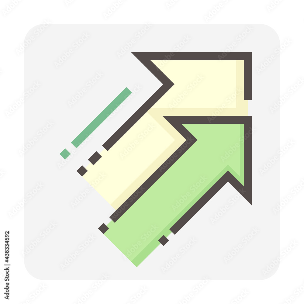 Going up arrow vector design. That icon, sign or symbol with upward direction. Concept for growth, success or profit of business, finance. Graphic element for infographic, template, banner. 48x48 px. Going up arrow vector design. That icon, sign or symbol with upward direction. Concept for growth, success or profit of business, finance. Graphic element for infographic, template, banner. 48x48 px.